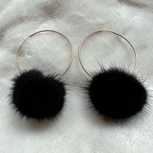 Mink pom earrings